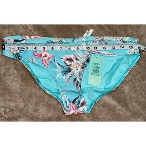 New NWT Sea Level Kalani Swim Blue Bikini Bottom Floral Pattern Aquamarine US 10